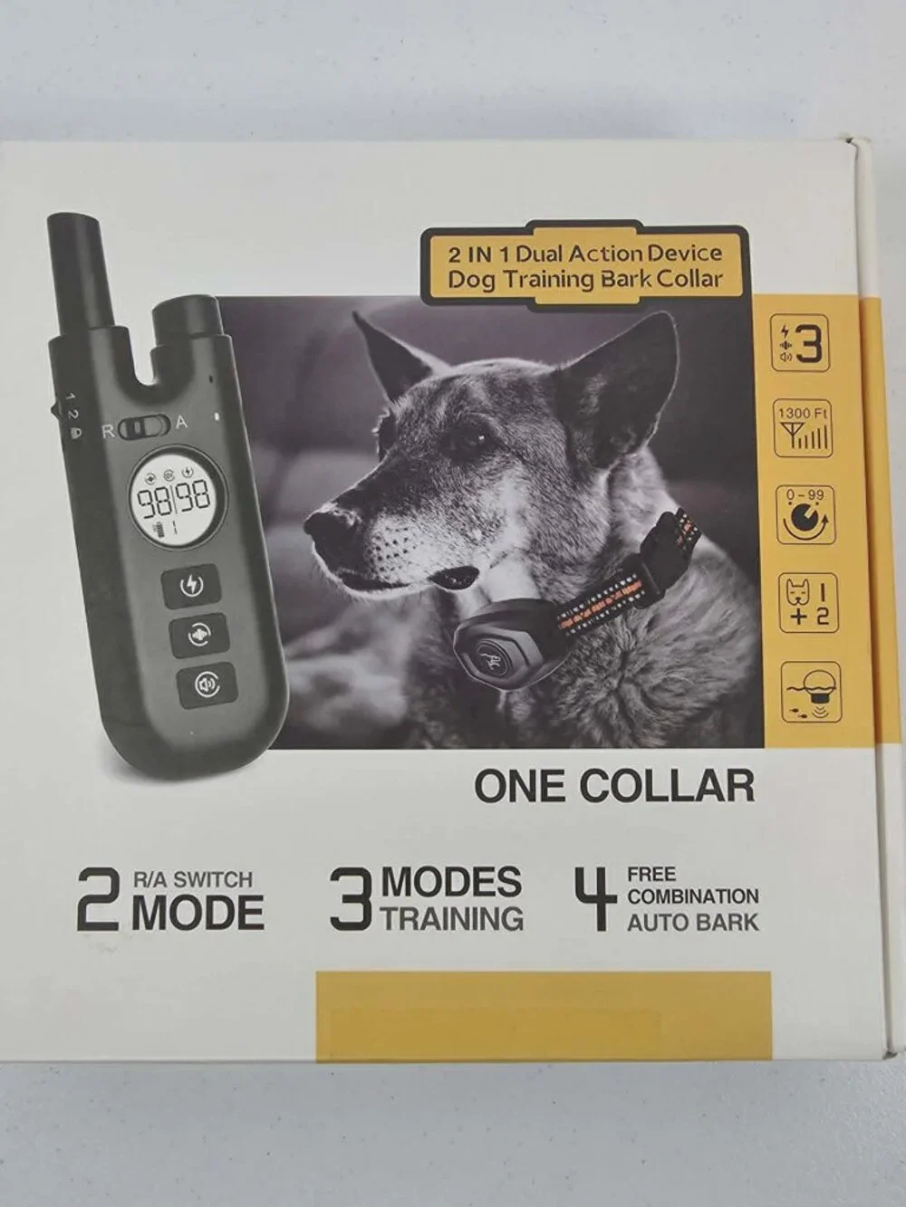 DOG TRAINING BARK COLLARS WITH REMOTE BYVCAS DUAL ACTION USED ONCE